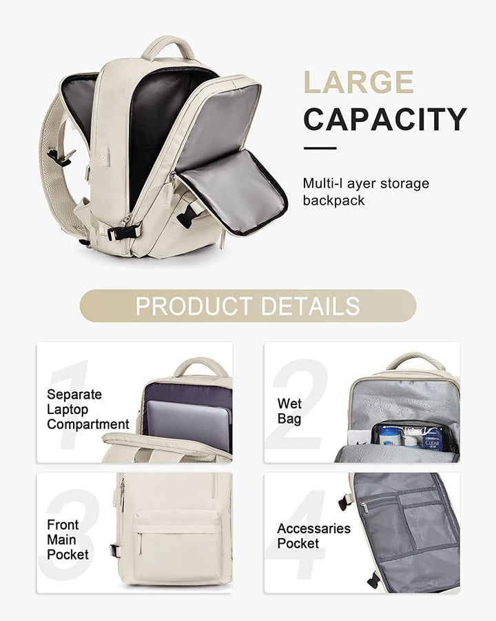 Anti-theft unisex 40L waterproof backpack, perfect weekend bag with shoe compartment & USB port.
