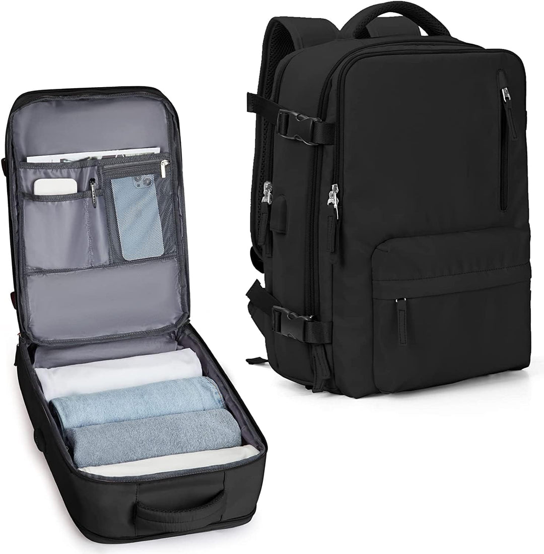 Commuter-friendly 40L waterproof travel backpack with laptop sleeve, shoe pouch & USB port.