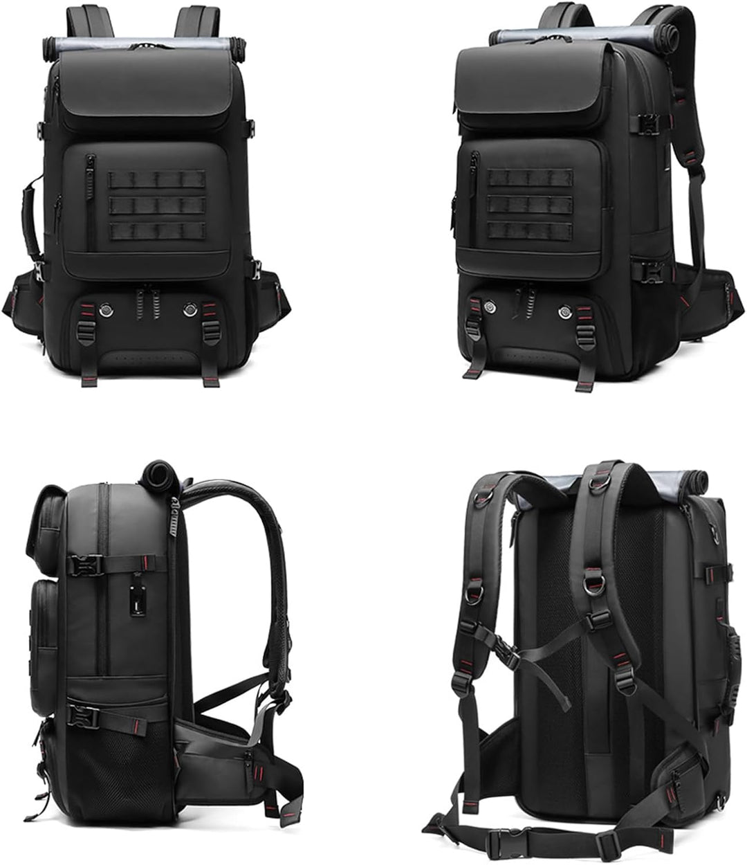 Durable 50L waterproof travel backpack, ideal for adventures. Features USB port & separate shoe storage.