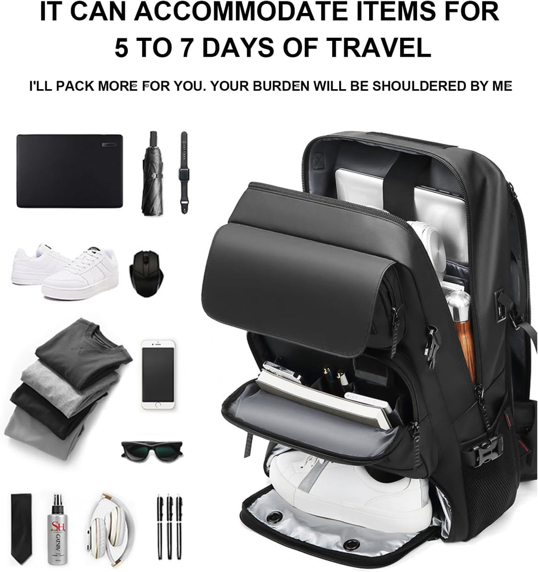 Adventure-ready 50L waterproof outdoor backpack with USB charging & shoe compartment. Great for travel.