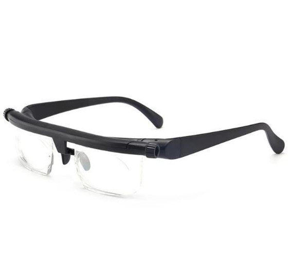 "Unisex adjustable sight glasses with scratch resistance, dual-lens tech, and elegant frame; innovative eyewear solution."