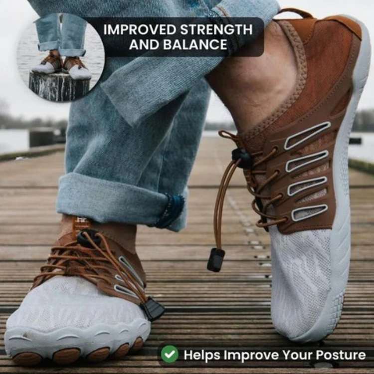 Flexible minimalist barefoot shoes for trail running, hiking, and outdoor activities; non-slip sole.