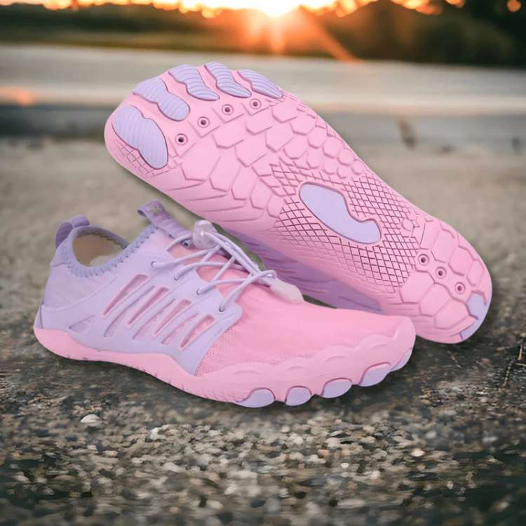 Athletic unisex barefoot hiking shoes with excellent grip, flexible design, and water-resistant upper.