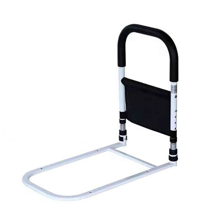 Ergonomic bed assist handle, a home health safety rail for senior care & bedroom stability.