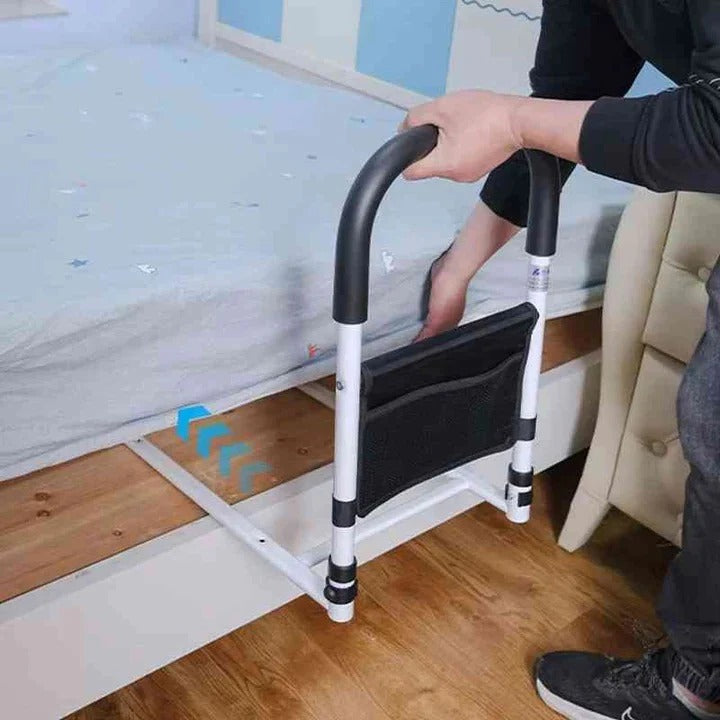 Bed handle to prevent falls, offering senior care & transfer assist for bedroom safety.