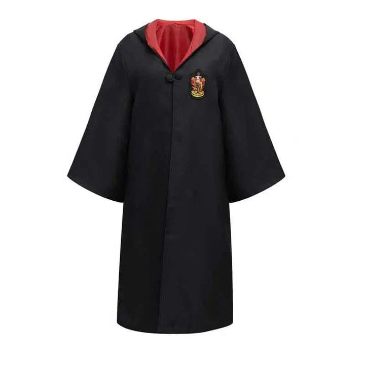 Kids' wizard school uniform robe in black, ideal for dress-up, magical adventures, or themed parties.