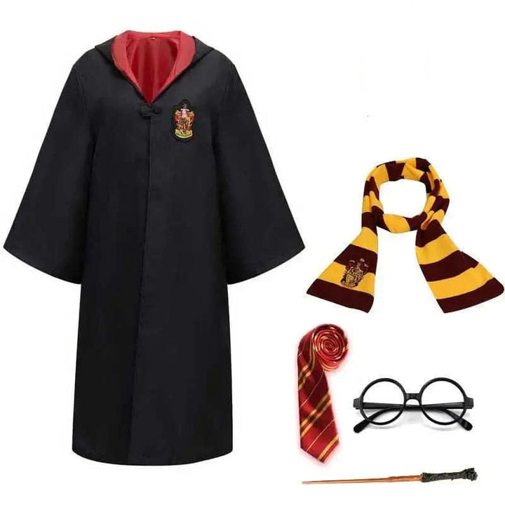 Kids' and adults' wizard robe with optional accessories, perfect for enchanting Halloween or cosplay fun.