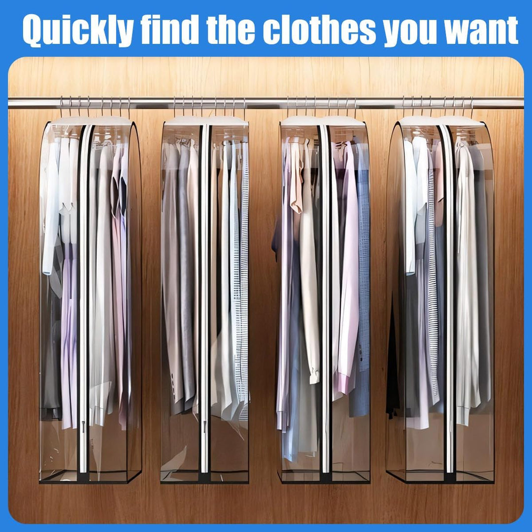 Clear clothes covers (6-pack) for travel or home, keeping garments pristine and organized.