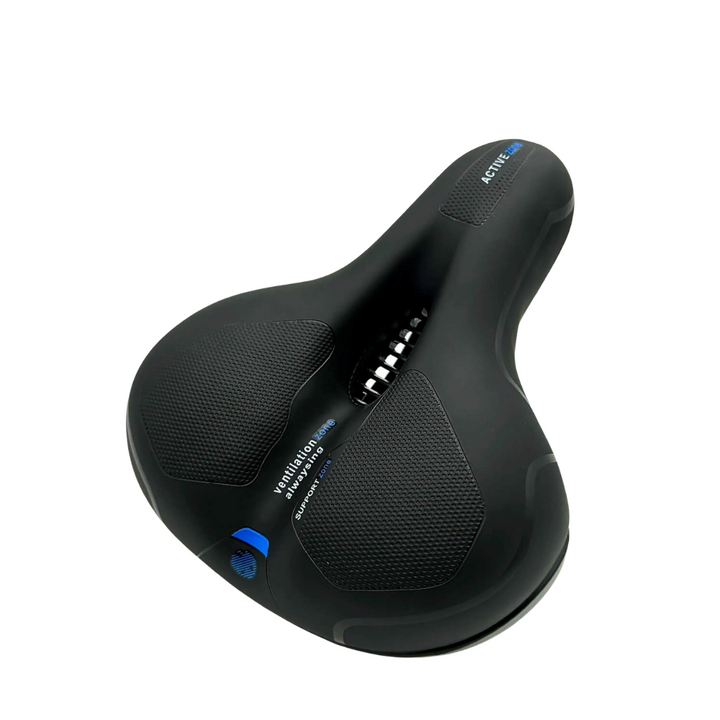 Ergonomic CloudComfort Pro bike saddle, breathable & shock-absorbing, for long rides. Universal fit bicycle accessory.