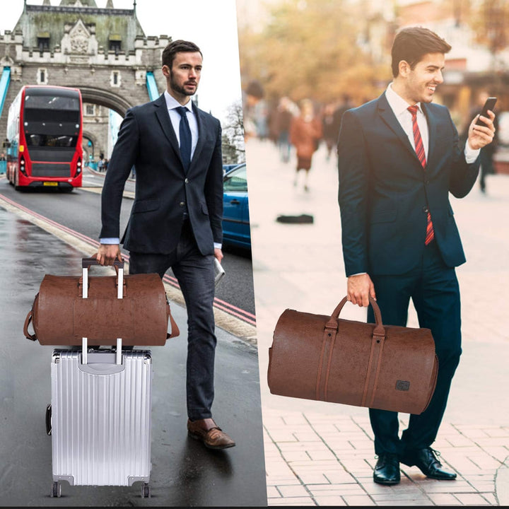 Mens convertible garment duffel bag, ideal for business trips & professional attire.