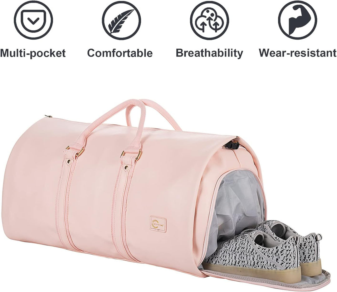 Carry-on weekender garment duffel bag, unisex travel organizer luggage accessory.