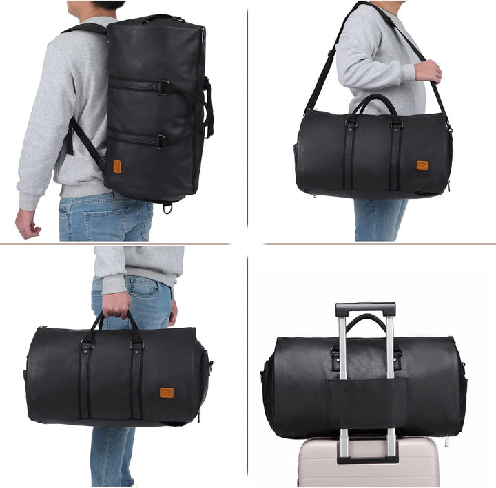 Innovative convertible garment bag for suits & dresses, keeps clothes wrinkle-free.