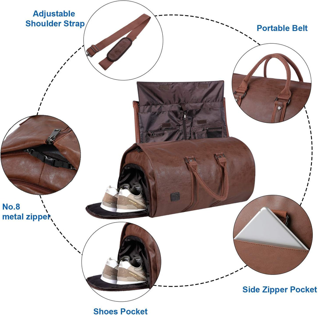 Versatile 2-in-1 travel bag: garment carrier & spacious duffel.
