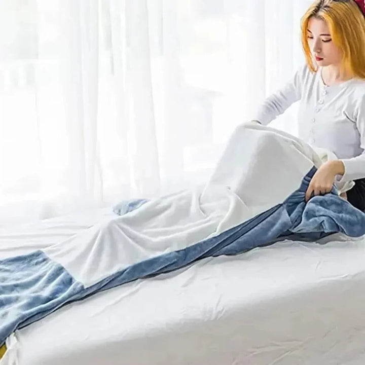 Soft, plush unisex shark wearable blanket hoodie. Ideal cozy adult loungewear for ultimate comfort & warmth indoors.