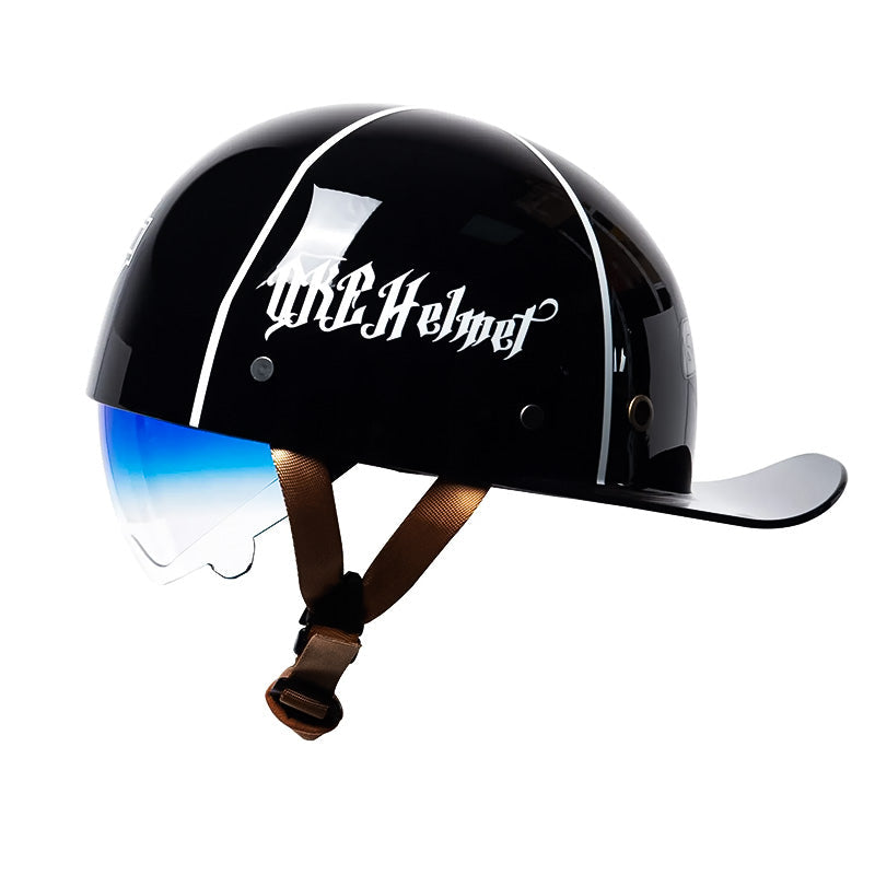 Premium DOT approved baseball motorcycle helmet, offering comfort and protective gear for riders.