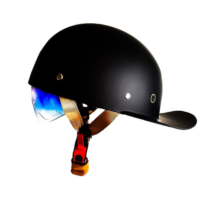 Unisex DOT certified half motorcycle helmet in baseball style for road safety.