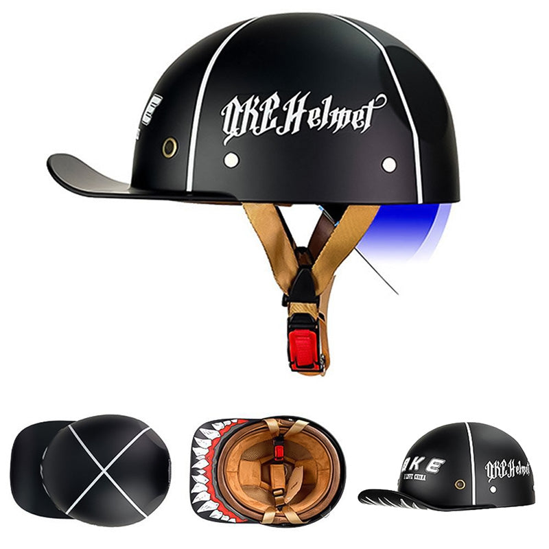 Outdoor riding accessory: Unisex DOT certified baseball motorcycle half helmet.