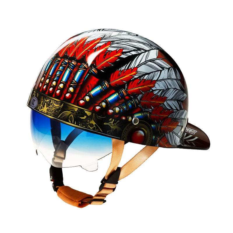 Lightweight unisex baseball motorcycle helmet, DOT certified for rider comfort & safety.