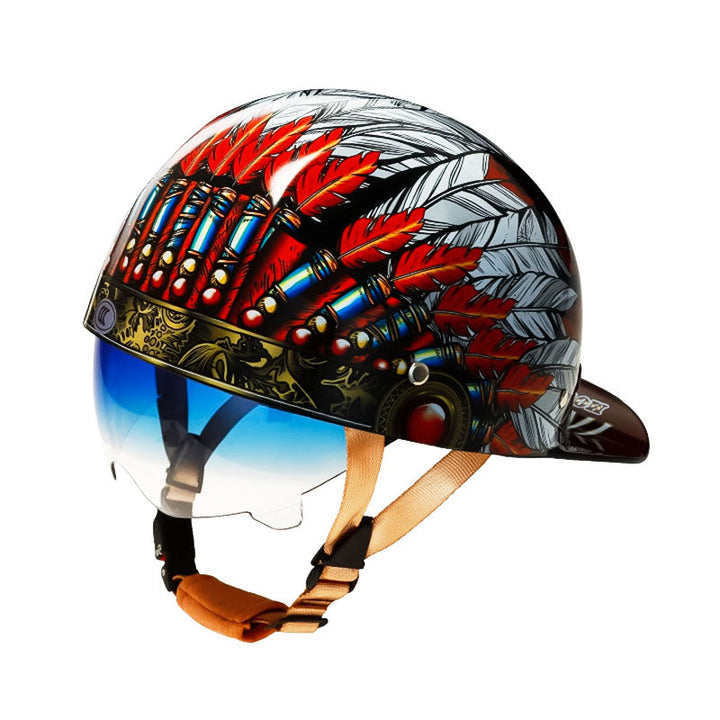 Lightweight unisex baseball motorcycle helmet, DOT certified for rider comfort & safety.