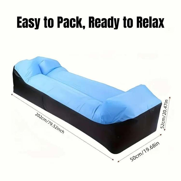 Quick setup inflatable sofa lounger for effortless outdoor relaxation; portable & comfortable for any adventure.