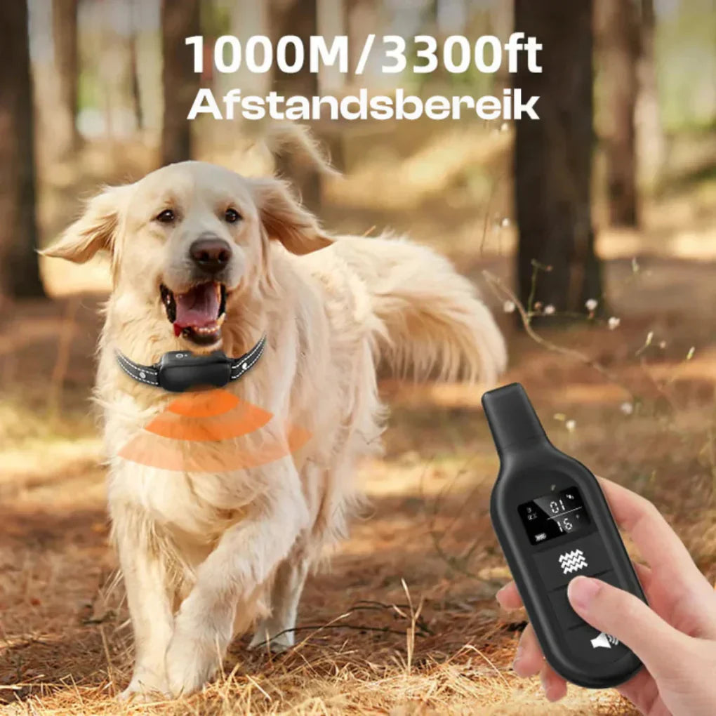 Durable electric dog training collar with remote. Vibration & static modes for effective pet behavior training.