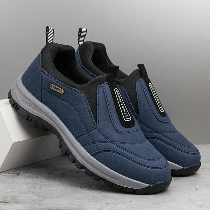Unisex ergonomic walking shoes, black, offering all-day pain relief & superior foot support for everyday comfort.