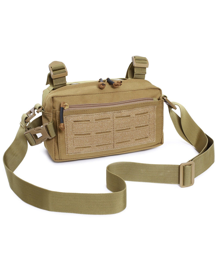 Close-up of Everyday Carry Sling Bag's durable oxford cloth and quality zipper, unisex design