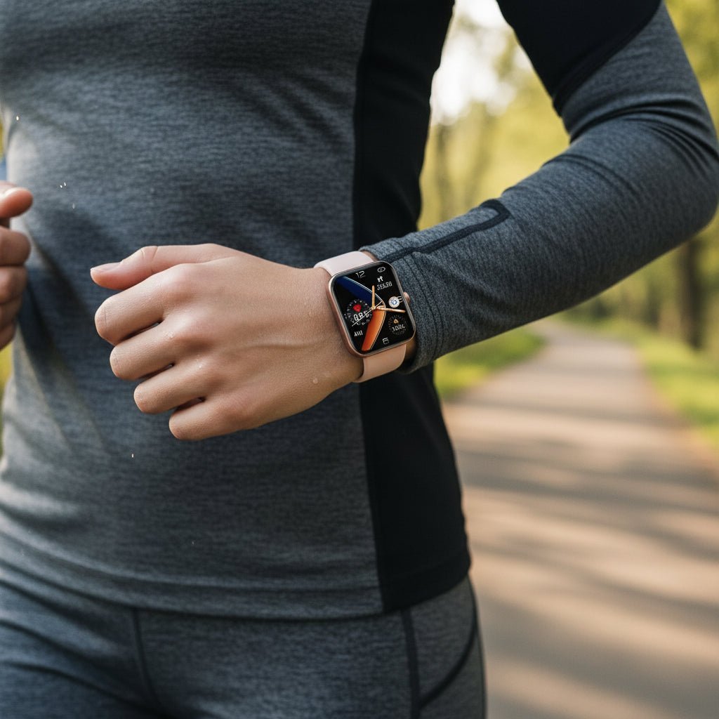 Unisex health monitoring smartwatch, non-invasive blood sugar, heart rate, BP, sleep tracking for daily wellness.