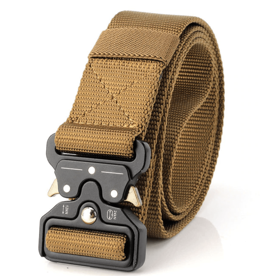 Unisex heavy-duty black nylon military belt, quick-release buckle, perfect for tactical and outdoor activities
