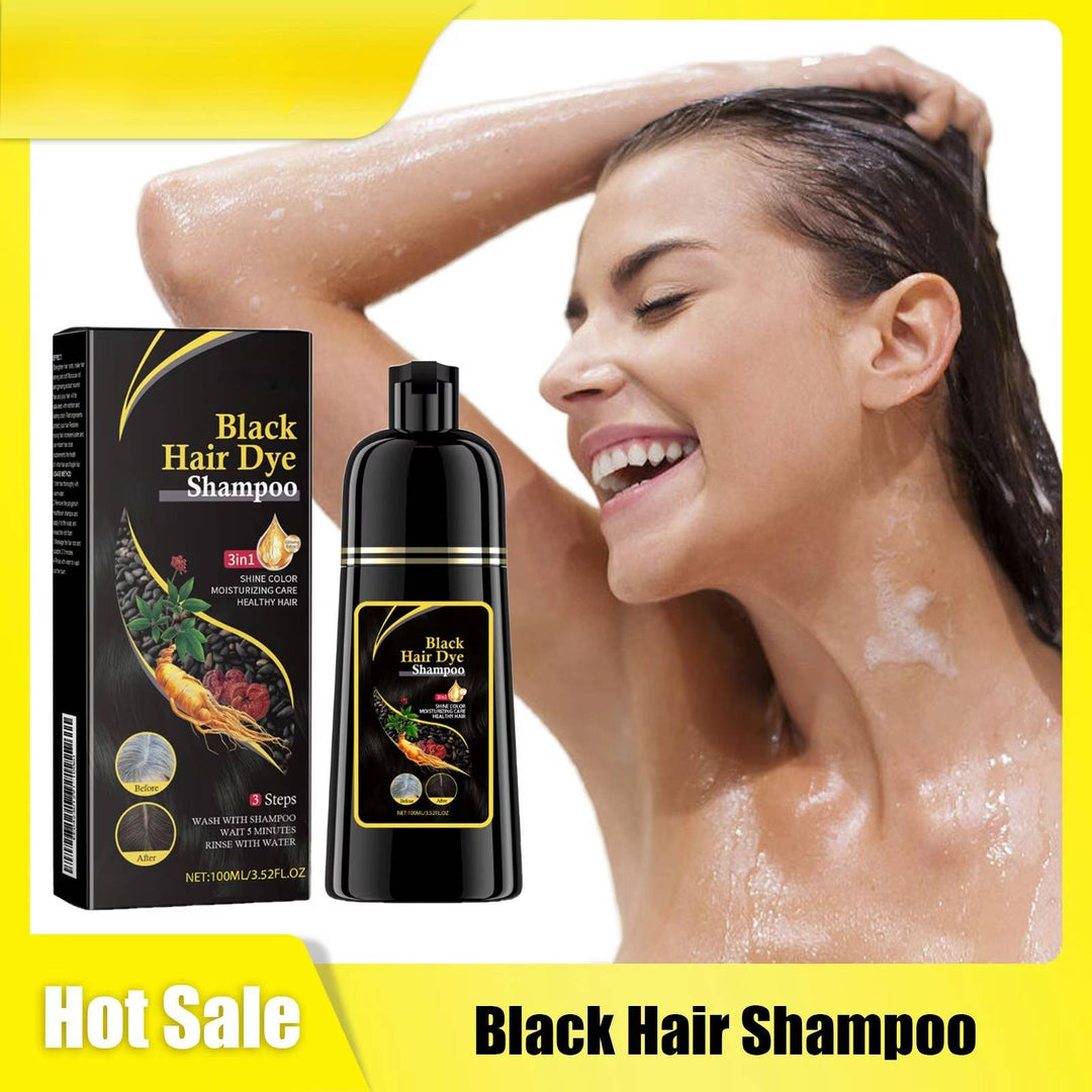 Easy application gray coverage shampoo for instant black hair color, nourishing and chemical-free.