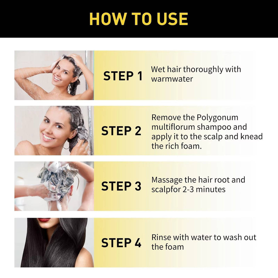 All-in-one Instant Black Hair Dye Shampoo, perfect for gray coverage, natural color, and a root touch-up.