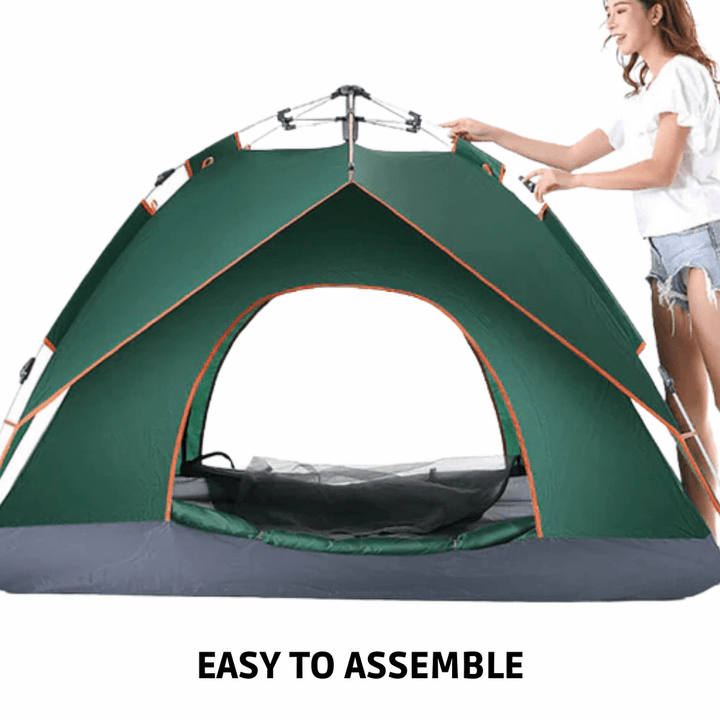 Durable instant setup pop-up camping tent, perfect outdoor shelter for quick trips & adventures.