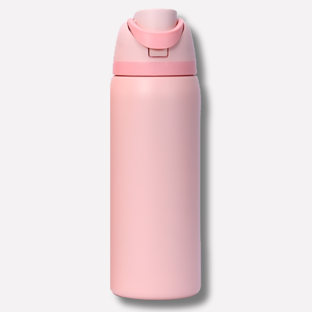 Unisex insulated stainless steel water bottle with straw, leakproof design for daily hydration.
