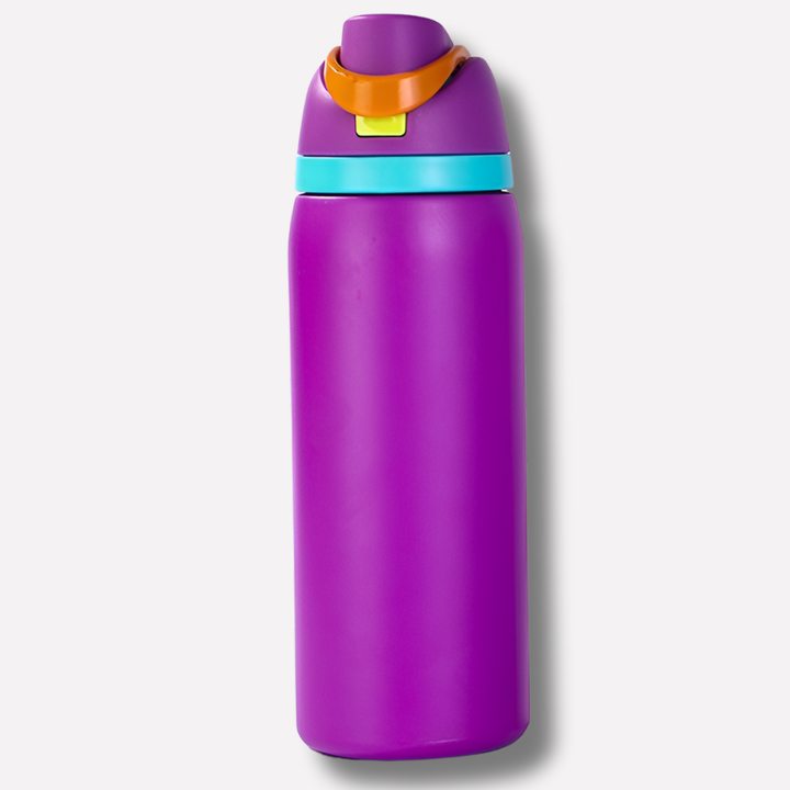 Hydrate with this reusable insulated water bottle, stainless steel, featuring a convenient straw.
