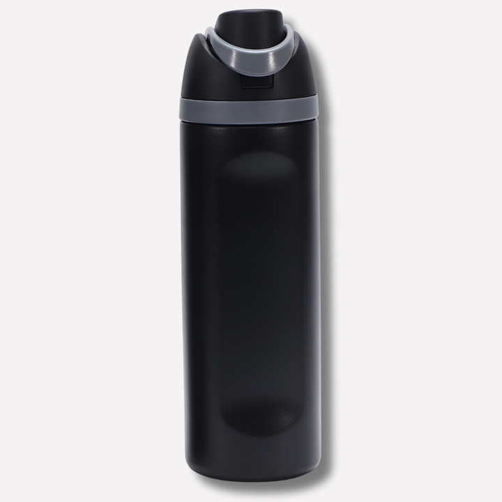 Secure leakproof water bottle, insulated stainless steel with straw, perfect for on-the-go hydration.
