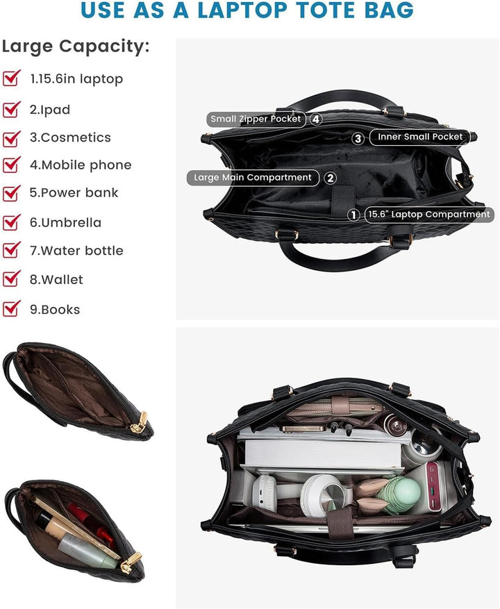 Multifunctional travel & work tote bag. Insulated compartment for lunch, secure laptop sleeve. Unisex design.