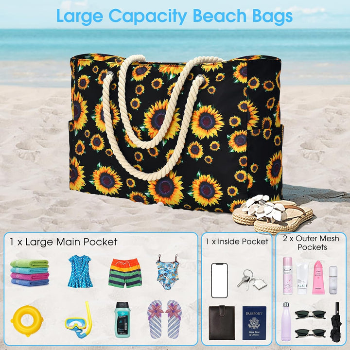 Waterproof tote bag, shown hanging on a coat rack, ready for next use.