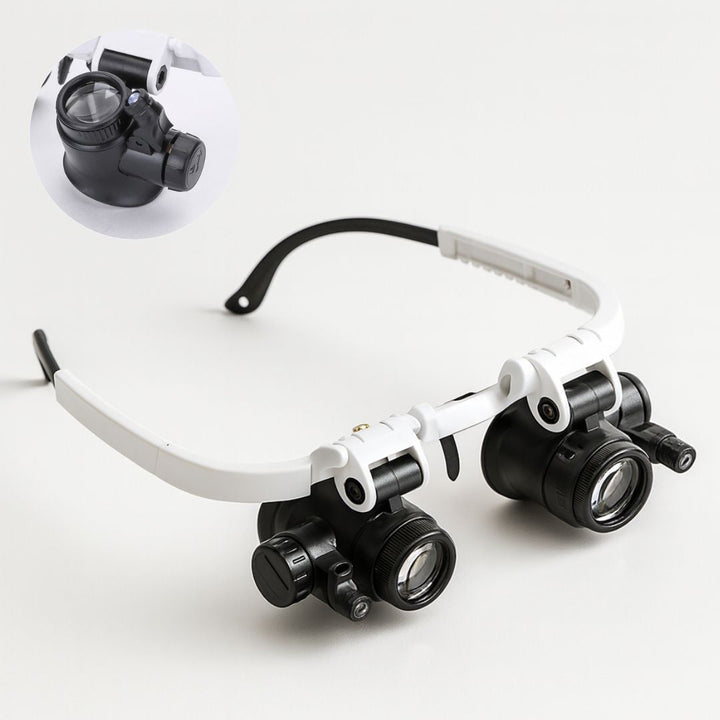 Unisex LED magnifying glasses with 8x, 15x, 23x zoom for detailed precision work & hobbies.