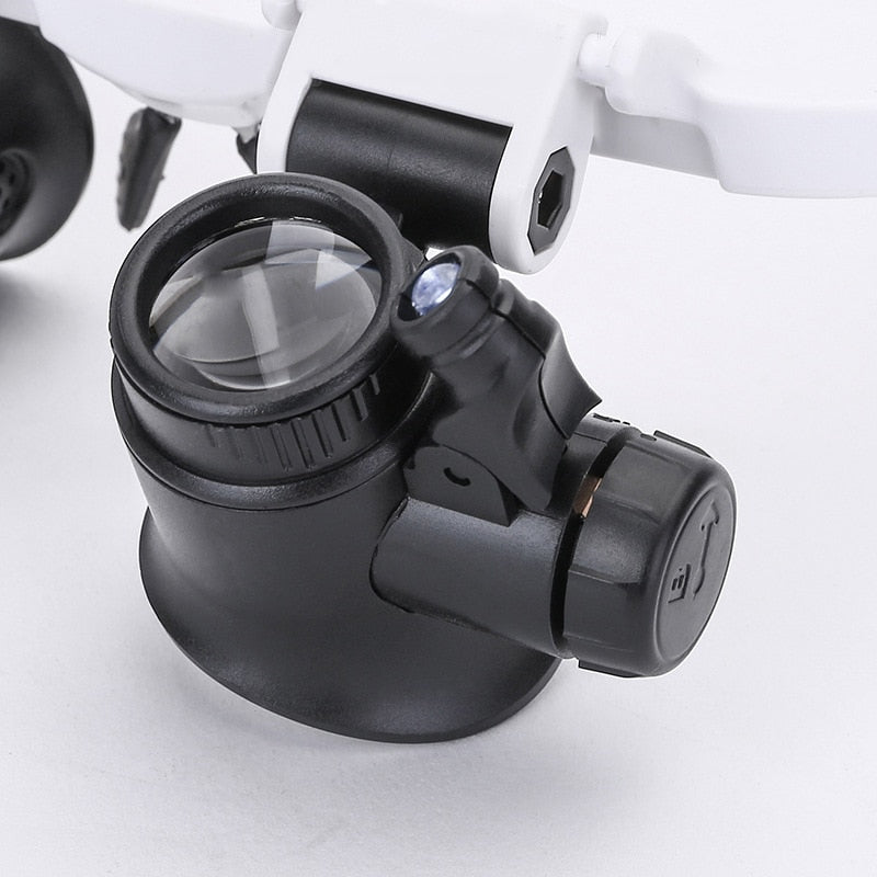 Vision enhancing LED magnifying glasses, 8x-23x zoom, for detailed inspection, crafting, and precision tasks.
