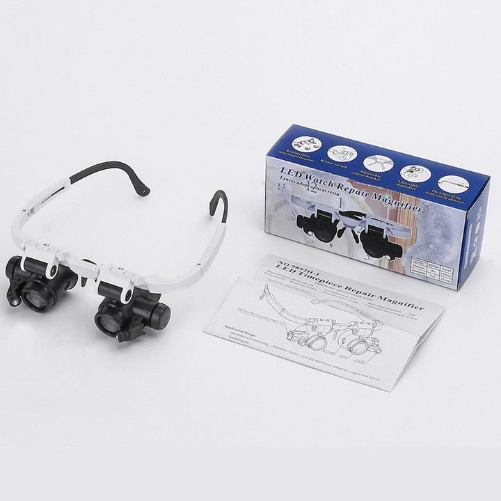 Unisex LED optic aid with 8x, 15x, 23x magnification for detailed work, crafting, jewelry repair.