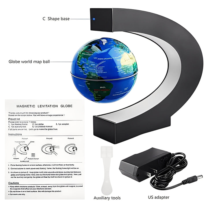 Unique levitating globe with LED light, a captivating magnetic display. Stylish desk decor & conversation starter.