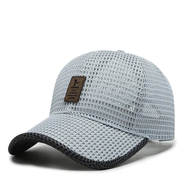 Khaki unisex airy mesh cap for summer, lightweight & breathable, offering sun protection for outdoor activities.