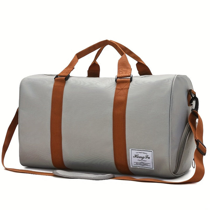 Water-resistant Oxford travel duffle bag in navy, suitable for gym or as a weekender bag