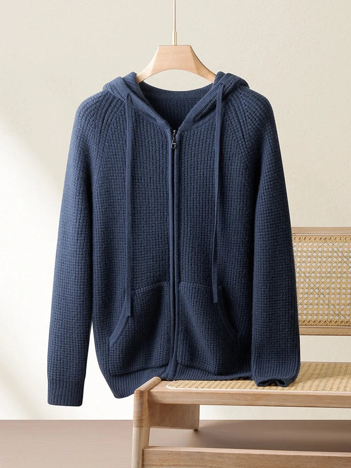 Unisex Monaco Zip-Up Hoodie in midnight navy, ideal for casual wear and everyday comfort.