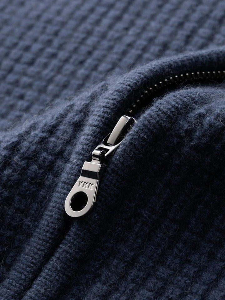 Comfortable unisex Monaco Zip-Up Hoodie in midnight navy, an essential outerwear piece.