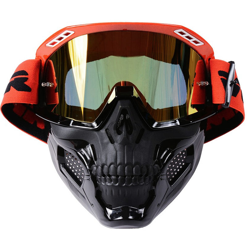 Comfortable unisex motorcycle goggles with adjustable strap, ideal for eye protection and helmet compatibility.