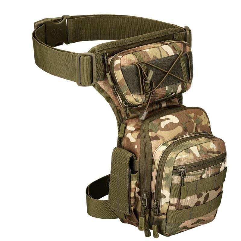 Tactical thigh bag with MOLLE attachments, ready for additional pouches & gear customization