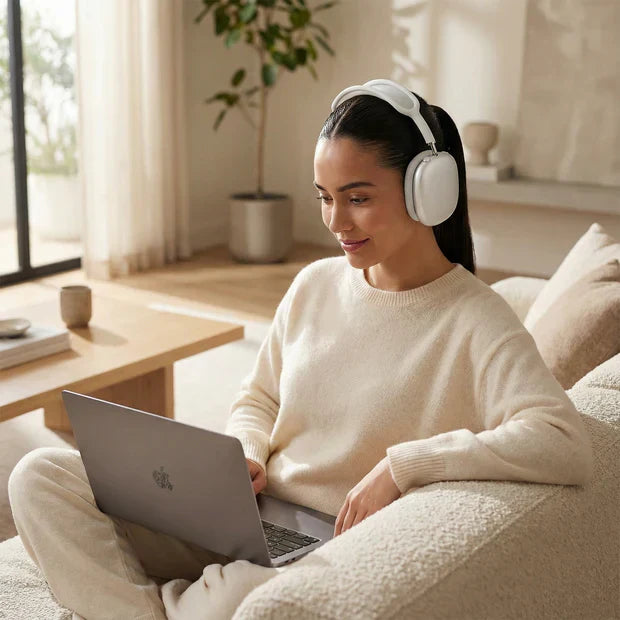 Comfortable noise cancelling headphones, ideal for immersive wireless music listening.