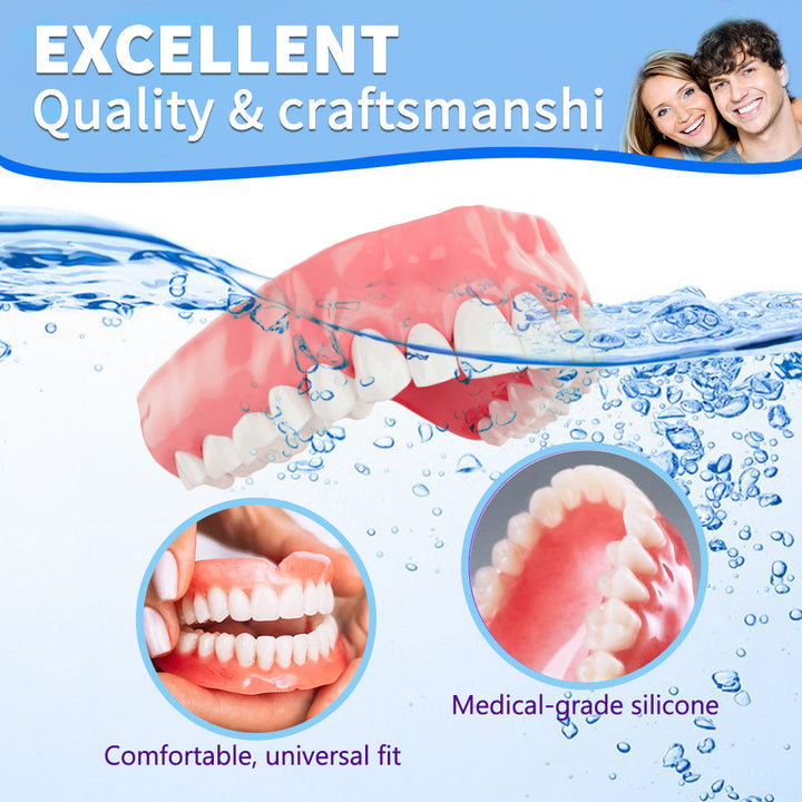 Dental full dentures: personalized, unisex, natural ivory & white teeth for optimal oral hygiene & aesthetics.