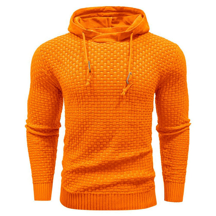 Orange Phantom hooded sweatshirt, textured cotton blend, perfect for unisex casual wear and autumn outerwear.